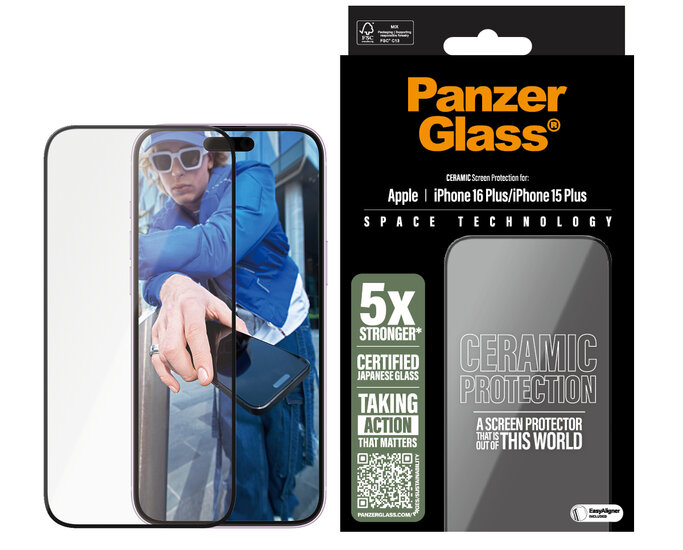 PanzerGlass Ceramic Glazen iPhone 16 Plus screenprotector