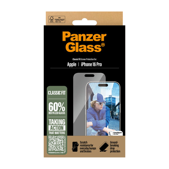 PanzerGlass originele&nbsp;Glazen iPhone 16 Pro&nbsp;screenprotector