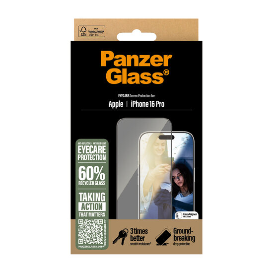 PanzerGlass EyeCare Glazen iPhone 16 Pro screenprotector