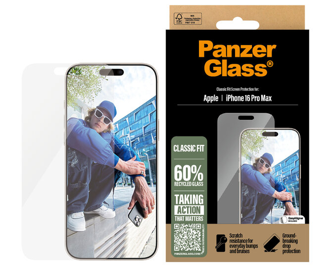 PanzerGlass originele&nbsp;Glazen iPhone 16 Pro Max&nbsp;screenprotector