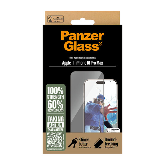 PanzerGlass Edge to Edge Glazen iPhone 16 Pro Max screenprotector