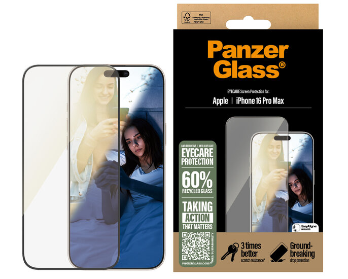 PanzerGlass EyeCare Glazen iPhone 16 Pro Max screenprotector