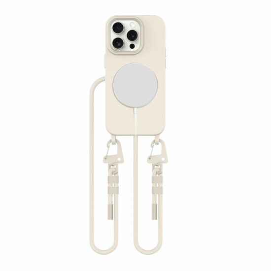 Tech Protection MagSafe iPhone 15 Pro hoesje met draagkoord beige