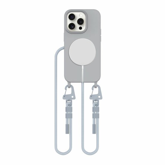 Tech Protection MagSafe iPhone 15 Pro hoesje met draagkoord grijs