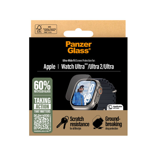 PanzerGlass Apple Watch Ultra 1 / 2 49 mm glazen screenprotector