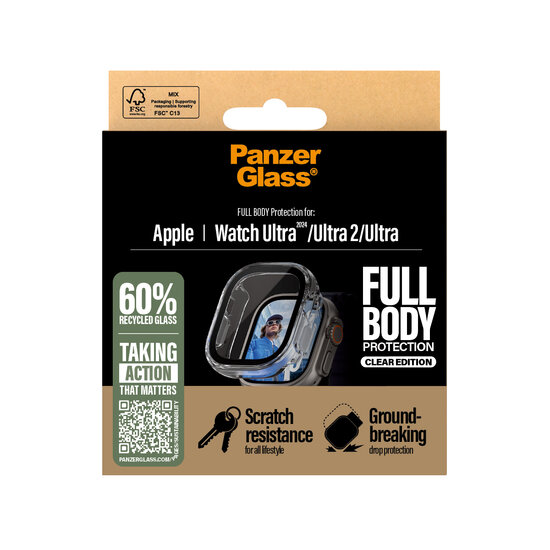 PanzerGlass Full Body Apple Watch Ultra 1 / 2 49&nbsp;mm screenprotector transparant