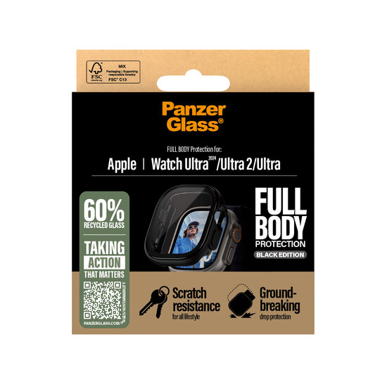 PanzerGlass Full Body Apple Watch Ultra 1 / 2 49&nbsp;mm screenprotector zwart