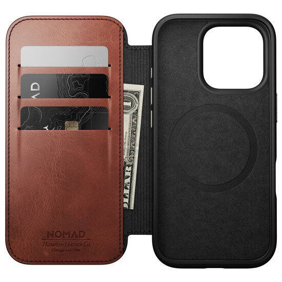 Nomad Modern Horween MagSafe Folio iPhone 16 Pro&nbsp;hoesje dublin bruin