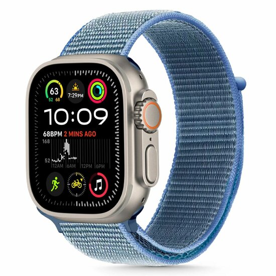 TechProtection Nylon Apple Watch 49 / 46 / 45 / 44  mm bandje baby blauw