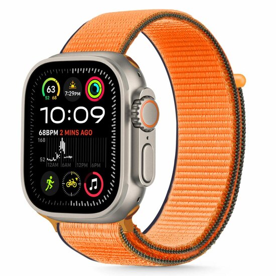 TechProtection Nylon Apple Watch 49 / 46 / 45 / 44  mm bandje oranje