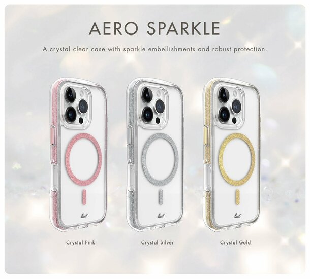 LAUT Aero Sparkle MagSafe iPhone 16 Pro hoesje zilver