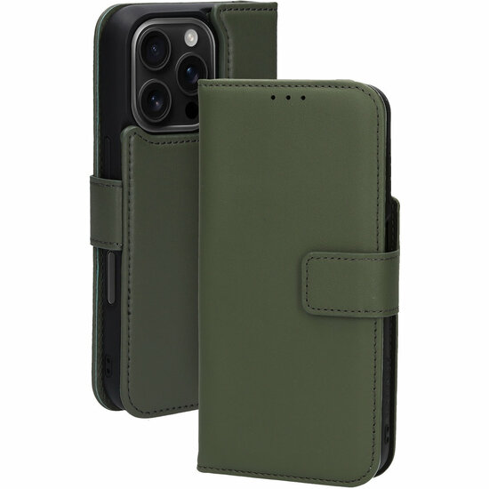 Mobiparts leren 2 in 1 Wallet iPhone 16 Pro hoesje groen