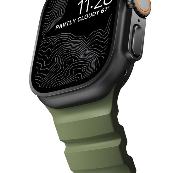 Nomad Rocky Point Apple Watch 49 / 46 /&nbsp;45 mm bandje groen / zwart