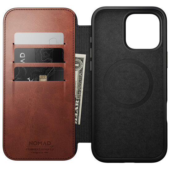 Nomad Modern Horween MagSafe Folio iPhone 16 Pro Max&nbsp;hoesje dublin bruin