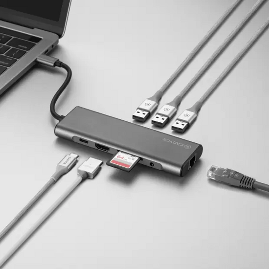 Cadyce Aluminium USB-C Travel Docking hub Zilver