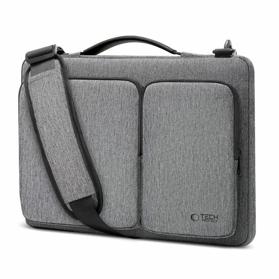 TechProtection Defender MacBook 13 / 14 inch sleeve laptop tas grijs