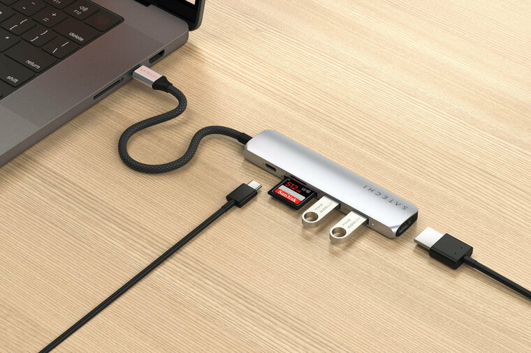 Satechi 6-in-1 USB-C Slim Multiport Adapter zilver