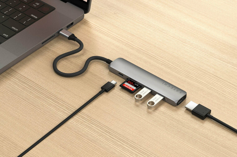 Satechi 6-in-1 USB-C Slim Multiport Adapter grijs