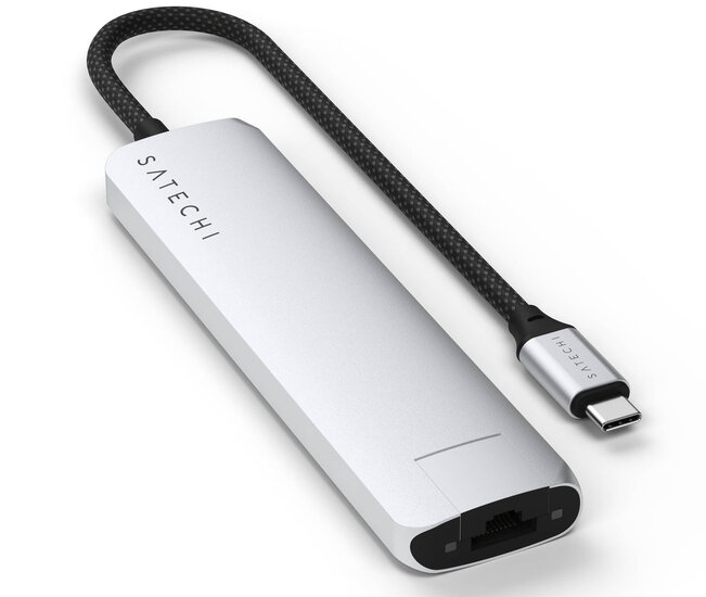 Satechi 7-in-1 USB-C Slim Multiport Adapter met Ethernet zilver