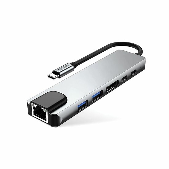 TechProtection&nbsp;6-in-1 USB-C hub - USB 3.0 - RJ45 - USB-C - 100 watt