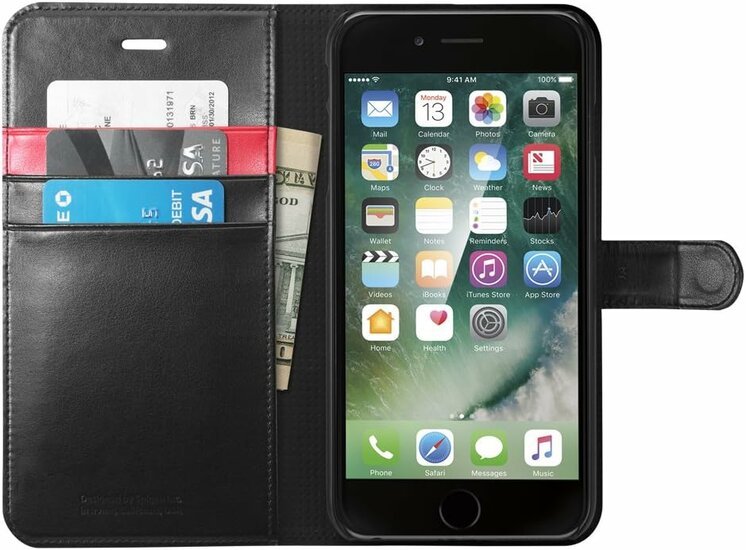 Spigen Wallet iPhone iPhone 8 Plus / iPhone 7 Plus hoesje Zwart