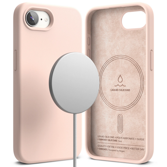 Ringke Siliconen MagSafe iPhone 16e hoesje roze