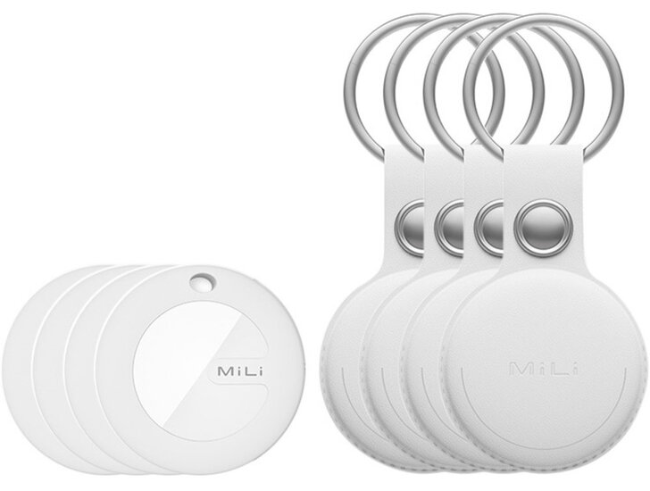 MiLi MiTag Bluetooth Tracker Find My netwerk leren sleutelhanger 4 pack