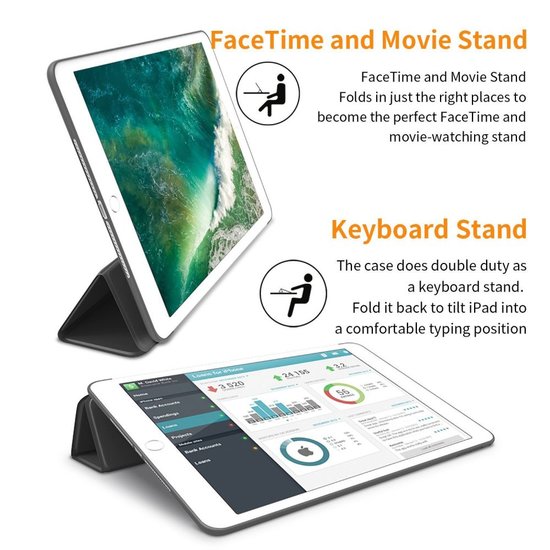 TechProtection Smart iPad 2017 hoes Zwart
