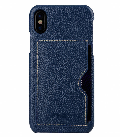 Melkco Leather Backcover iPhone X hoesje Blauw
