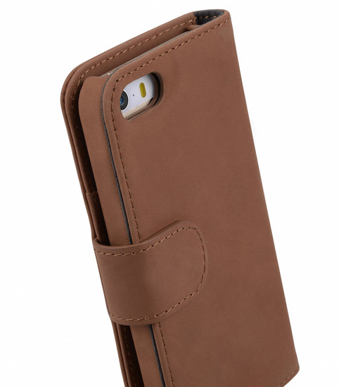 Melkco Leather Wallet iPhone SE/5S hoesje Bruin