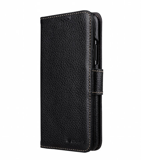 Melkco Leather Wallet iPhone X hoesje Zwart