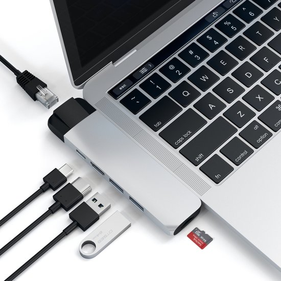 Satechi Pro USB-C Thunderbolt Ethernet hub Zilver