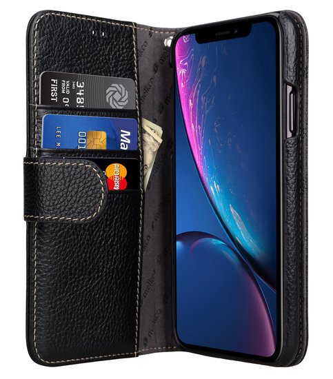 Melkco Leather WalletBook iPhone XR hoesje Zwart