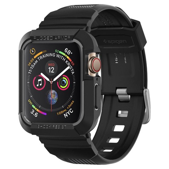 Spigen Rugged Armor Pro Watch 44 mm hoes + bandje Zwart