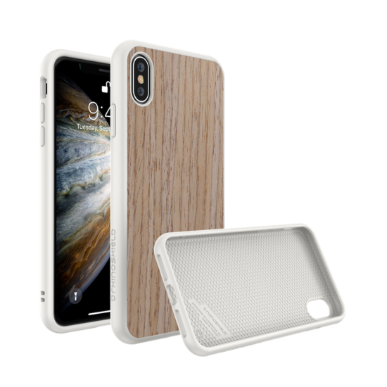 RhinoShield SolidSuit Wood iPhone XS hoesje Walnoot Wit