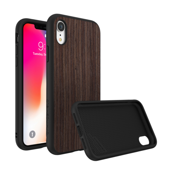 RhinoShield SolidSuit Wood iPhone XR hoesje Walnoot Zwart