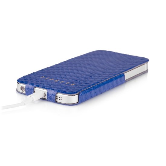 Pipetto Leather Skinny Flip iPhone 5/5S Snakeskin Purple