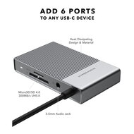 HyperDrive GEN2 6 in 1 USB-C hub Grijs