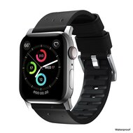 Nomad Active Pro Leather Apple Watch 44 / 42 mm bandje Zwart Zilver