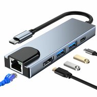 hubie drie USB-C hub met HDMI en Ethernet aansluiting