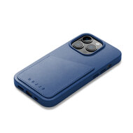 Mujjo Leather Wallet iPhone 14 Pro hoesje blauw