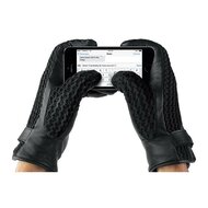 Mujjo Leather Crochet Touchscreen Gloves Black Medium