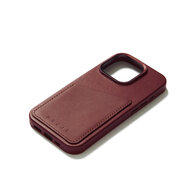 Mujjo Leather Wallet iPhone 15 Pro hoesje burgundy