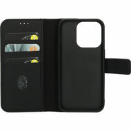 Mobiparts leren 2 in 1 Wallet iPhone 15 Pro hoesje zwart