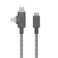 Native Union Belt Duo 240 watt USB-C naar USB-C &eacute;n Lightning kabel zebra