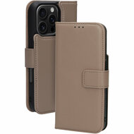 Mobiparts leren 2 in 1 Wallet iPhone 16 Pro hoesje taupe