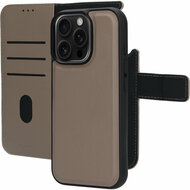 Mobiparts leren 2 in 1 Wallet iPhone 16 Pro hoesje taupe