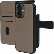 Mobiparts leren 2 in 1 Wallet iPhone 16 hoesje taupe