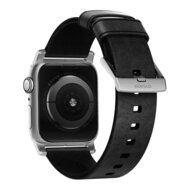 Nomad leren Apple Watch 49 /  45 / 44 mm bandje zwart / zilver