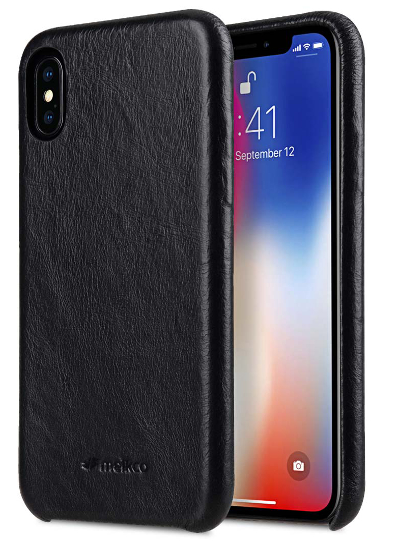 Melkco Leather Backcover iPhone XS hoesje Zwart